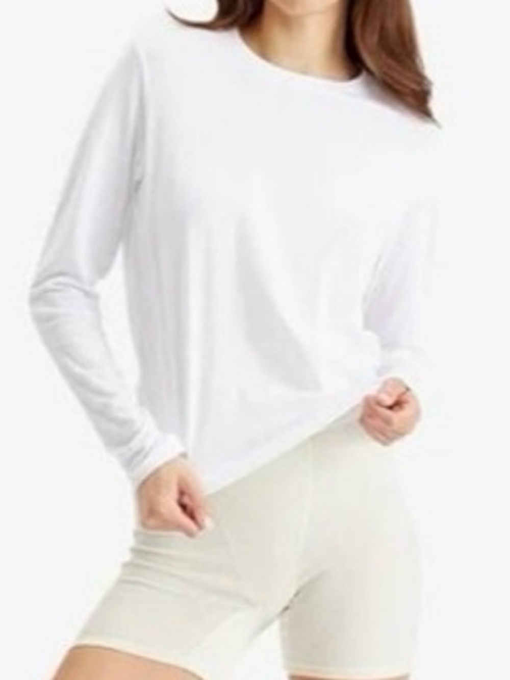 🤍 SKIMS Relaxed Tees Long Sleeve T-Shirt | Snow | Sz S | NWT 🏷️